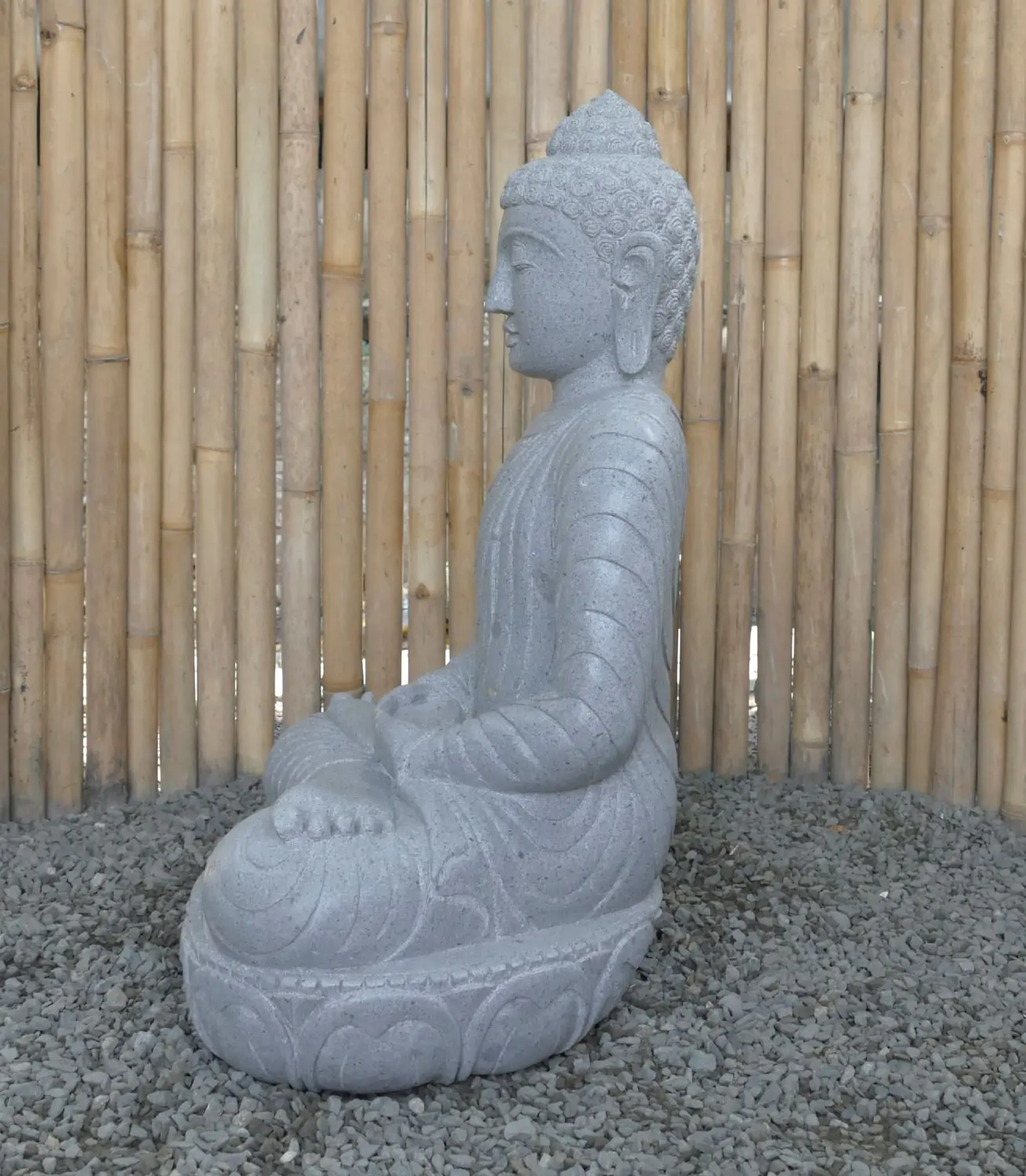 Product image 4 of the product “Seated Buddha made of Riverstone in Dhyana position - gesture of meditation, H. 81cm. ”